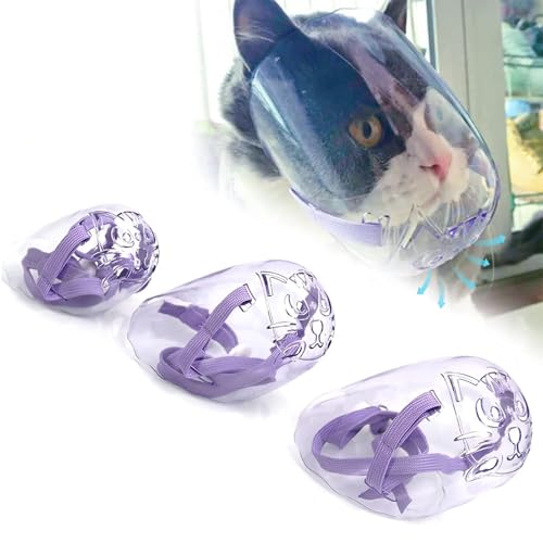 Tylulikaty 3-teiliges Maulkorb-Set für Katzen, transparent, atmungsaktiv, Maulkorb für Hunde, zum Beißen, Kauen, Fellpflege, für alle Katzen und Hunde mit spitzem Mund (klein, mittel, groß) von Tylulikaty