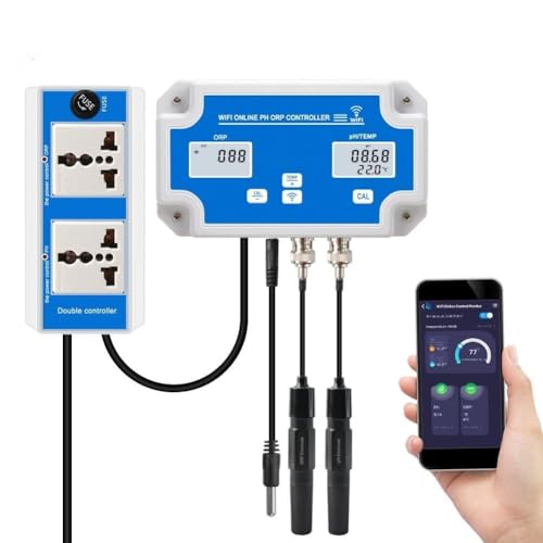 Tynmoel W2839 3-In-1-WLAN-WasserqualitäTsdetektor, PH/ORP/TEMP-Elektrode, BNC-Typ-Sonde für Aquarium-Hydroponik-Monitor, EU-Stecker von Tynmoel