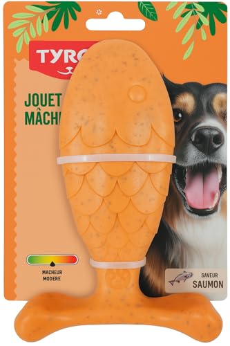 Tyrol - Hundespielzeug aus Bambus, Lachs, Spielzeug für Hunde, massiert Zähne und Zahnfleisch, mit Bambusfaser, mittlerer Widerstand für mittlere Kauer, Lachsgeschmack, 18 cm Tyrol - Hundespielzeug aus Bambus, Lachs, Spielzeug für Hunde, massiert Zähne und Zahnfleisch, mit Bambusfaser, mittlerer Widerstand für mittlere Kauer, Lachsgeschmack, 18 cm von Tyrol