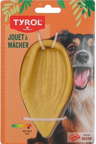 Tyrol - Hundespielzeug aus Bambus, Schweineohren, Spielzeug für Hunde, mit Bambusfaser und Nylon, hart, für Starke Kauer, Geschmack von Erdnussbutter & Speck, 16 cm Tyrol - Hundespielzeug aus Bambus, Schweineohren, Spielzeug für Hunde, mit Bambusfaser und Nylon, hart, für Starke Kauer, Geschmack von Erdnussbutter & Speck, 16 cm von Tyrol