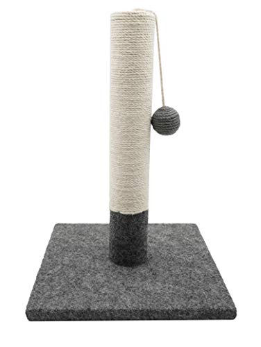 Tyrol | Kratzsäule für Katze 42 cm | Kratzstamm aus Jute und Widerstandsfähigem Stoff mit Plüschball | Kratzbaum Klein in Modernem Design, Grau und Weiß | Stabile Basis 30x30 cm | Katzen Zubehör von Tyrol