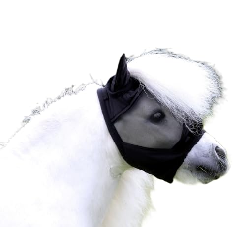 Fliegenmaske Lissy - + ohne Nasenteil MIT Ohren Fliegenhaube Lissy Minishetty Mini Shetty viel Augenfreiheit! Tysons Minipony Falabella Fliegenschutz (Minishetty, Schwarz) von Tysons Breeches