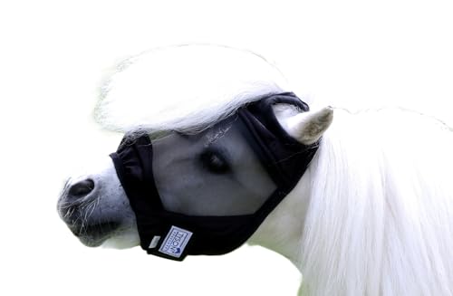 Fliegenmaske Lissy - - OHNE Ohren Schwarz/Grau- Taube oder Schwarz/Schwarz viel Augenfreiheit Gummigummi Dichtung Tysons Minishetty Mini Pony Mini Shetty (Minishetty, Schwarz/Schwarz) von Tysons Breeches