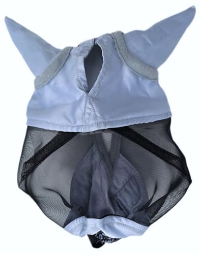 Fliegenmaske ohne Nasenteil MIT Ohren Fliegenhaube Lissy Minishetty Mini Shetty viel Augenfreiheit! Tysons Minipony Falabella Fliegenschutz (Minishetty, Grau - Schwarz) von Tysons Breeches