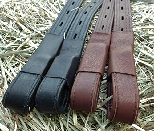 Mono Steigbügelriemen Webbers Nappa Leder Nylon Einlage 45-65 cm Schwarz Braun Cognac Steigbügel Riemen Monoriemen Tysons (Schwarz) von Tysons Breeches