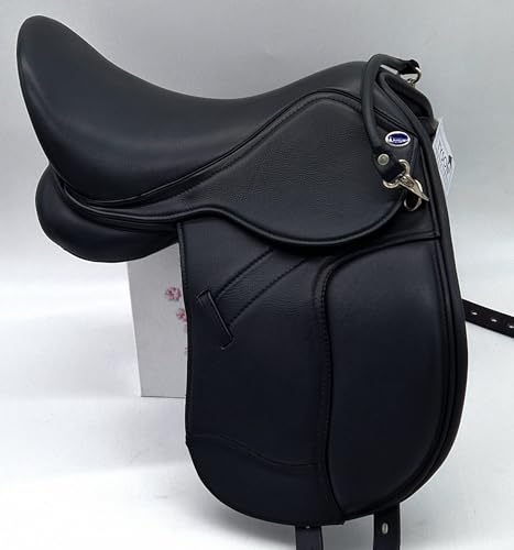 Pony Shetty Welsh Ledersattel WEICH ! Sattel Leder Mono Modell Beauty 14 15 Zoll Schwarz Glitzer ! Kammer anpassbar + Kopfeisen Set anbei Tysons (14 Zoll) von Tysons Breeches