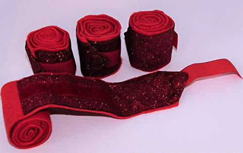 Sunny Glitzer Bandagen Minishetty Shetty 1 Meter Braun Weiß Rot Rosa Schwarz Set 4 Stück Tysons (Rot) von Tysons Breeches