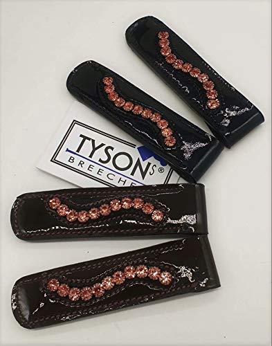 Tysons Breeches Stiefel Clips 1 Paar = 2 St. Lack Schwart Braun Rosegold Roségold Glitzer für Reiterstiefel Reitstiefel Chaps Stiefelclips Deko Clips (Lack Schwarz Rosegold) von Tysons Breeches