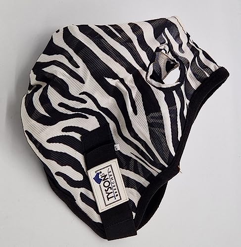 Zebra Fliegenmaske Fliegenschutzmaske Fliegenhaube mit oder ohne Ohren Mini Shetty MS S P VB WB X Full Tysons mit leichtem Gummizug (OHNE Ohren, Warmblut) von Tysons Breeches