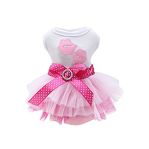 Amfirst Kleine Hundegeschirr Kleid Farbe Party Gaze Kleid Atmungsaktive Knoten Haustier Liebesschleife Hundekleid Welpenrock Hundeprinzessin Outfits von Tyuffghet