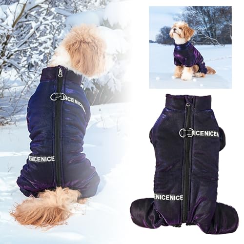 Haustier Hund Kleidung Winter Kleidung Haustier Winter Vierbeinigen Verdickten Mantel Für Traktion Strap Winter Jacke Zipper Kleidung Hundemantel 35 (A, M) von Tyuffghet