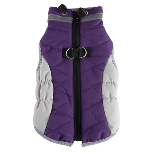 Hundemantel Türkis Hundejacke, Wintermantel, gepolsterte Hunde-Fleeceweste, reflektierende Hundemäntel für kaltes Wetter, mit integriertem Geschirr, Winddichte Hunde-, Kleidung mit (Purple, L) von Tyuffghet