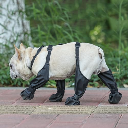 Hundeschuhe Pfotenschutz Outdoor 2025 Suspender Dog Boots, Hundesocken Anti Rutsch Pfotenschutz, Atmungsaktiv Hundeschuhe Outdoor für Kleine, Mittlere und Große Hunde (Schwarz, M) von Tyuffghet