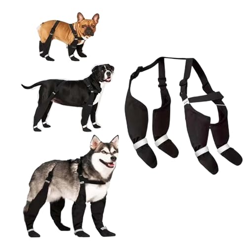 Hundeschuhe für Hunde Hundestiefel mit Hosenträgern Wasserdicht Leggings Verstellbar,rutschfeste Hundeschuhe,Reflektierende Hundestiefel & Pfotenschutz für Hunde Wandern, Regnerische (Schwarz, S) von Tyuffghet