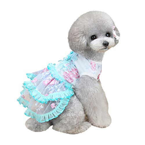 Hundeweste Geschirr dress leaf flower skirt dog skirt pet skirt (Sky Blue, L) von Tyuffghet