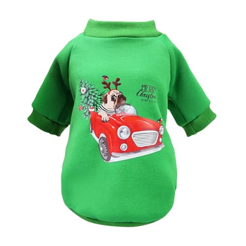 Tyuffghet Fahrradanhänger Hunde Herbst/Winter Neue kleine Hunde Haustier Herbst/Winter Kleidung 21 Chr Istmas Gi Ft Hoodie (Green, L) von Tyuffghet