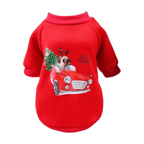 Tyuffghet Fahrradanhänger Hunde Herbst/Winter Neue kleine Hunde Haustier Herbst/Winter Kleidung 21 Chr Istmas Gi Ft Hoodie (Red, L) von Tyuffghet