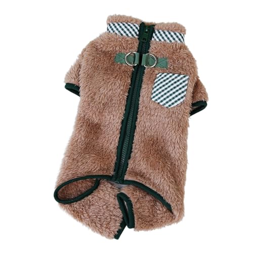 Tyuffghet Hundemantel 44 cm Doppelring, geknöpfte Thermo-Kleidung, Kleiner Hundepullover, weiblicher Hunde-Fleece-Pullover, Hunde-Fleece-Jacke, Hunde-Pullover mit Leine-Ring (B, L) von Tyuffghet