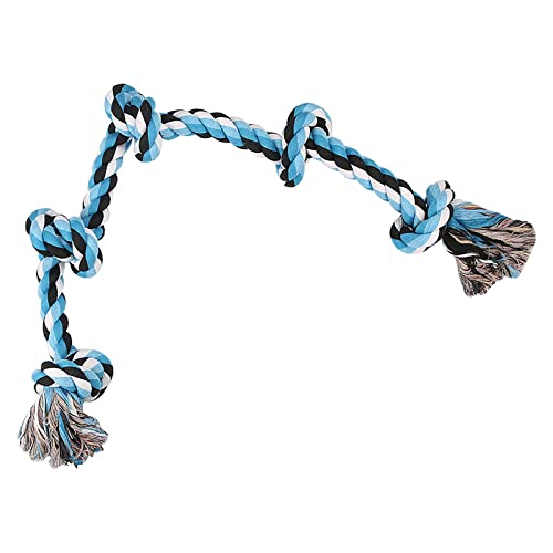 Tyuffghet Interaktives für Hunde Haustierzähne, beißendes Seil, Weben von fünf Knoten, Haustierspielzeug, beißendes Baumwollseil. (E-Light Blue, One Size) von Tyuffghet