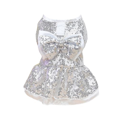 Tyuffghet Jeansrock für Kleine Hunde,Hochzeitsabendkleid Tutu Rock Weichheit Komfort Blumen Schleife ärmellos Party Hochzeit Kleid Party von Tyuffghet