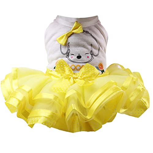 Tyuffghet Katze Kleid Tulle Weiches Kleid,Kleid Für Kleine Hundemädchen Weiche Knoten Haustier Liebesschleife Welpe Hochzeitskleid Spitze Tutu Weste Halloween von Tyuffghet