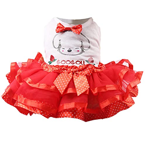 Tyuffghet Netzkleid Prinzessin Petit Weste,Kleid für Kleine Hunde Katzen Atmungsaktive Knoten Haustier Tutu Geburtstag Hochzeit Kostüm Party von Tyuffghet