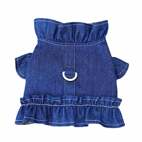 Tyuffghet Tiered Dress for Small Dog Haustierkleidung Hund Brust Rücken ohne Leine Gürtel Weste Teddy Katze Kleidung Haustier Kleidung 22 Denim Brust Rücken (a-Purple, L) von Tyuffghet