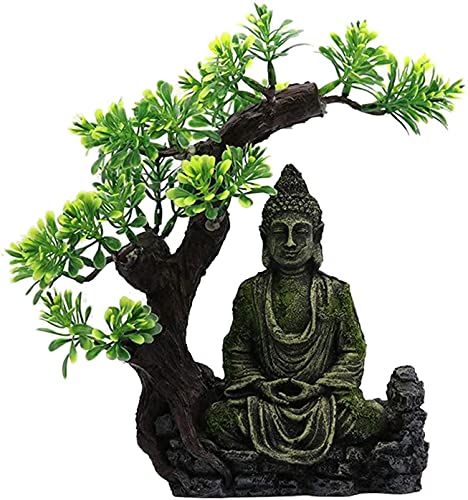 U/ D 1 Stück Moos Zen Buddha Statue Aquarium Versteck Fischschale Landschaftsgestaltung Szene Unterschlupf Aquarium Reptilien Heimdekoration von U/ D