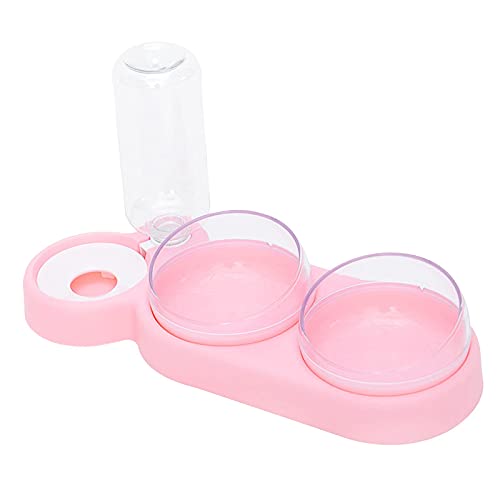 U/D Katzennäpfe mit Wasserflaschenständer, PP, Futternapf mit Halterung, Haustier-Esstisch, Katzenfutterstation mit erhöhtem Ständer für Katzen, Welpen, 3 Schalen (Pink) von U/D