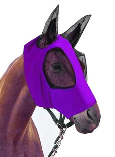 Pferde Fliegenmaske mit Langer Nase und Ohren Vollgesicht UV-Schutz Mesh Equine Fliegenmaske Glattes feines Netz Atmungsaktiv Lila von U ANNPER