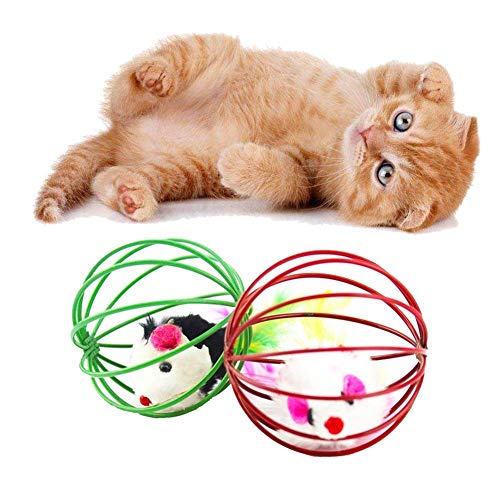 Interaktives Spielzeug für Katzen, mit Mauskäfigen, Ratten-Kratzball, zufällige Farbe, langlebig und nützlich von U-K