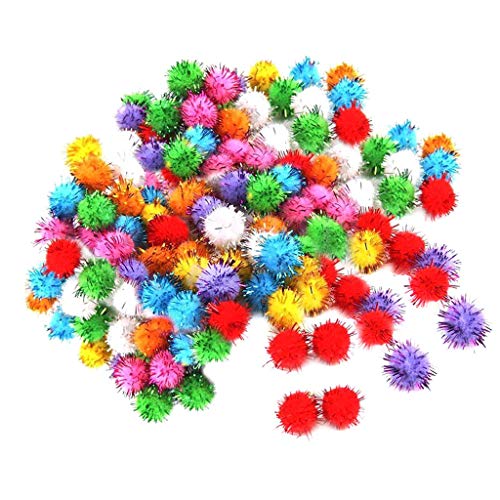 Mini-Lametta-Pompon-Bälle, bunt, glitzernd, für Hunde, Katzen, Vogel, 100 Stück von U-K