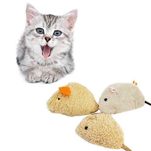 Plüsch-Mäuse für Katzen, interaktives Spielzeug, zufällige Farbe, umweltfreundlich und praktisch, 3 Stück von U-K