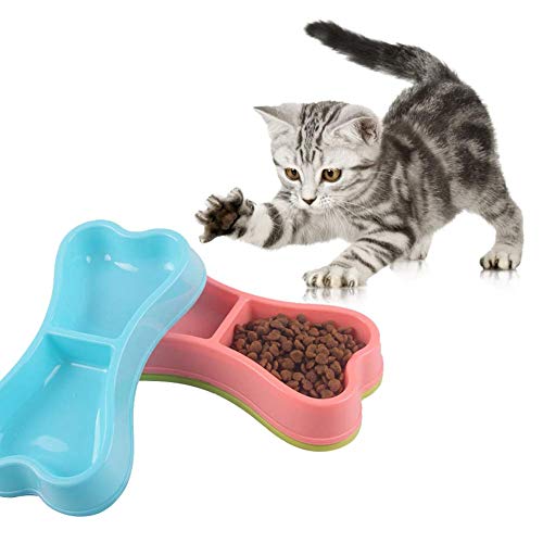 1 x Kreative Knochenform Haustier Doppel-Futternapf Anti Skid Hund Welpen Katze Kätzchen Futter Futterspender Wasserbehälter Haustierfutter von U-M