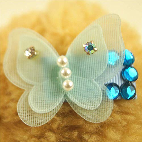 Haarspange für Hunde, mit Strasssteinen, Schmetterlings-Design, Blau von U-M