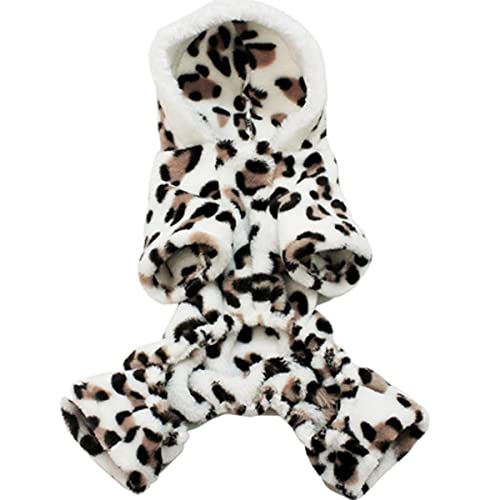 Leopard Warm Winter Haustier Hundebekleidung Kleine und mittelgroße Hunde Plüsch Hoodies Hund Slim Coat Pullover Overall Pyjamas Outwear von UBPJETN