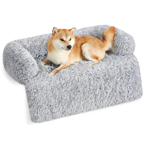 UBRAVOO Haustier-Sofa, grau, weiches und bequemes Kissen für Hunde und Katzen, gemütliche Lounge mit abnehmbarem Bezug, stilvolles und langlebiges Design von UBRAVOO