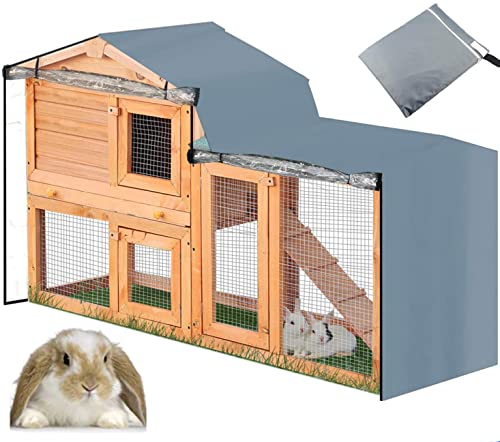 UCARE Kaninchenstallabdeckung Dreieck 420D Oxford Wasserdicht Staubdicht Meerschweinchen Tier Bunny Käfig Schutzhülle für Katzen Hamster Kätzchen Haustiere Haus Zubehör im Winter mit Reißverschlüssen von UCARE