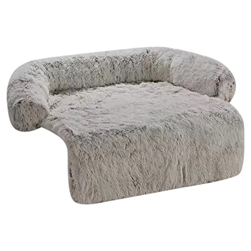 UCSUSA Kleines Hundesofa, Plüsch-Bettmatte mit Nackenrolle, flauschiges Plüsch-Haustierbett, Hundebett-Bezug für Möbelschutz, rutschfest, waschbar, Sofamatte für Hunde, Katzen, Hunde, beruhigende von UCSUSA