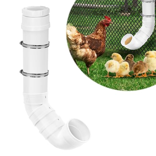 Automatischer Hühner-Futterspender ohne Abfall - 1,6 kg Futterspender für Hühner, Küken & gemischtes Geflügel - Hängender Hühner-Geflügel-Futterspender - PVC Hühner Geflügelstall Futterstation mit von UCandy
