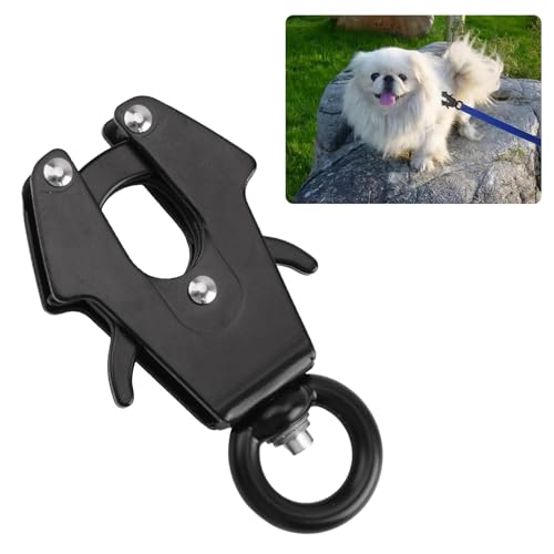 UFURMATE 1pcs Frosch Clip 15mm Space Aluminium Locking Hundeleine Schnalle 360 Grad Swivel Clip Schwarz Schnellverschlussschnalle Rostbeständige Hundekette Schnalle von UFURMATE