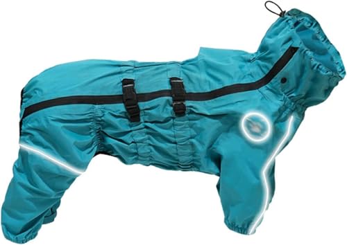 Wasserdichter Hundemantel für mittelgroße und große Hunde, reflektierender 4-Bein-Hunderegenmantel mit Kapuze, Verstellbarer Kordelzug für regnerische, verschneite Tage,2XL,A von UHGFIMP