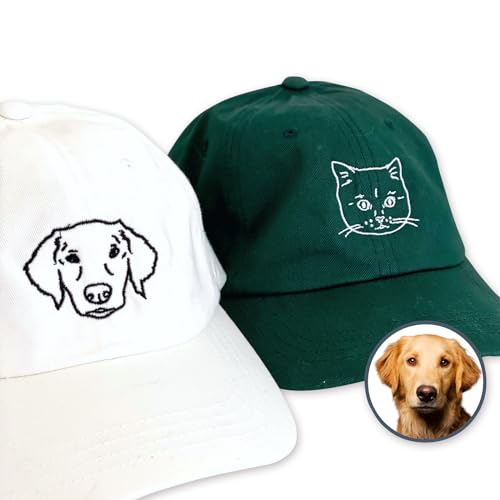 Individuell bestickte Haustiermütze mit Haustierfoto, personalisierbar, niedliches Haustierkappe, Hundebesitzer, Geschenk, Gedenkstätte, Baseballkappe, Hundegesicht, Porträt, Hund, (Rot) von UIDMEN