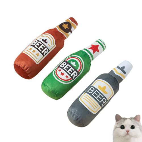 UINOFER Katzenminze Spielzeug, Interaktives Katzenspielzeug Kitten Spielzeug, Intelligenzspielzeug für Katzen und Kätzchen (Bier - 3 Stück) von UINOFER