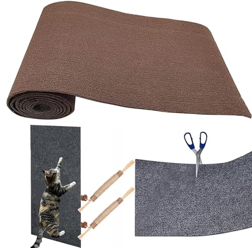 Climbing Cat Scratcher,Kratzwand FüR Katzen,Kratzmatten FüR Katzen Sofa,DIY Climbing Cat Scratcher,Kratzmatte Selbstklebend,Katzenteppich Selbstklebend (Braun,2X 60 * 100cm) von UIRPK