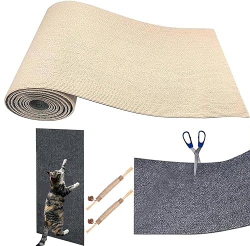 Climbing Cat Scratcher,Kratzwand FüR Katzen,Kratzmatten FüR Katzen Sofa,DIY Climbing Cat Scratcher,Kratzmatte Selbstklebend,Katzenteppich Selbstklebend (Khaki,2X 60 * 100cm) von UIRPK