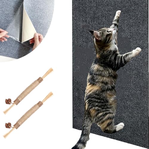 Climbing Cat Scratcher,Kratzwand FüR Katzen,Kratzmatten FüR Katzen Sofa,DIY Climbing Cat Scratcher,Kratzmatte Selbstklebend,Katzenteppich Selbstklebend (Schwarz,30 * 100cm) von UIRPK