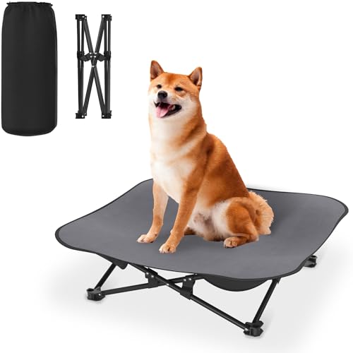 UISEBRT Erhöhtes Hundebett Hundeliege Outdoor Haustierbett Haustierliege, atmungsaktives Bett für kleine und mittelgroße Hunde für Reisen Garten Outdoor Indoor 68 x 68 x 21 cm von UISEBRT