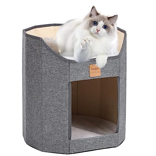 Katzenbett Höhle, Betten für Katzen, faltbares Haustierbett, doppellagiges Design, Katzenhaushöhle, Welpenbett, tragbare Katzenbetten mit rutschfester Unterseite für kleine, mittelgroße Katzen von UKALOU