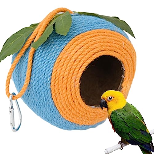 Kokosnussschale Vogelnest Haus | Kokoshaus für Vögel - Natürliches Kokosnussschalen-Vogelhaus, Handgewebtes Vogelnest für Papageien, Schwalbe, Conures, Spatz Ukalou von UKALOU